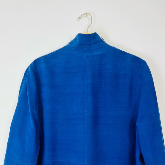 Burberry Prorsum 2014 Runway Blue 100% Silk Tailored Trench Coat UK L - Picture 9 of 14